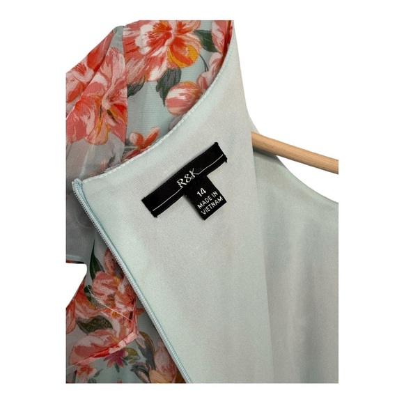 R&K Blue Coral Tiered Ruffle Flutter Sleeve Tie Waist Maxi Dress NEW Feminine - Picture 7 of 14